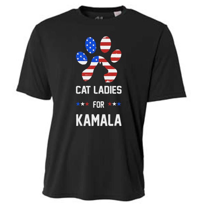 Cat Ladies For Kamala Funny Cat 2024 President Kamala Harris Cooling Performance Crew T-Shirt