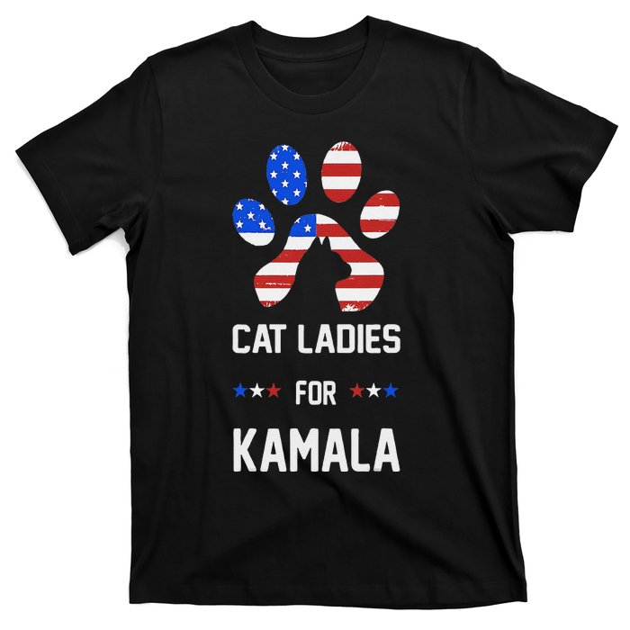 Cat Ladies For Kamala Funny Cat 2024 President Kamala Harris T-Shirt