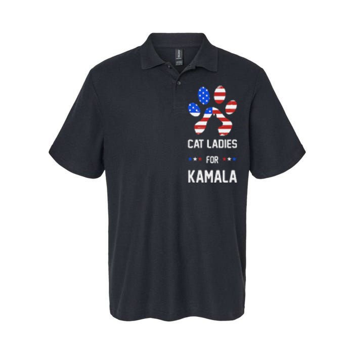 Cat Ladies For Kamala Funny Cat 2024 President Kamala Harris Softstyle Adult Sport Polo