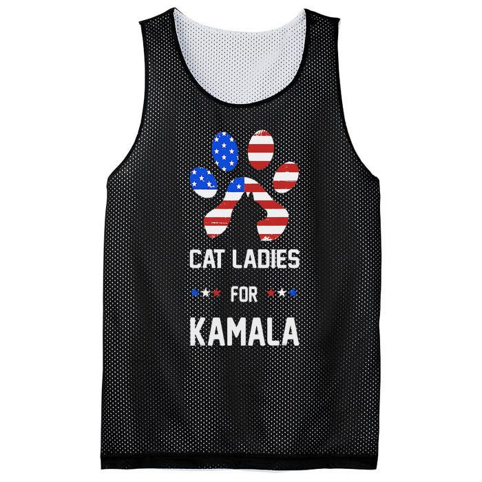 Cat Ladies For Kamala Funny Cat 2024 President Kamala Harris Mesh Reversible Basketball Jersey Tank