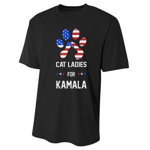 Cat Ladies For Kamala Funny Cat 2024 President Kamala Harris Performance Sprint T-Shirt