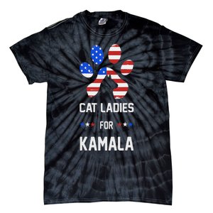 Cat Ladies For Kamala Funny Cat 2024 President Kamala Harris Tie-Dye T-Shirt