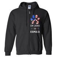 Cat Ladies For Kamala Funny Cat 2024 President Kamala Harris Full Zip Hoodie