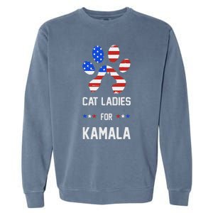 Cat Ladies For Kamala Funny Cat 2024 President Kamala Harris Garment-Dyed Sweatshirt