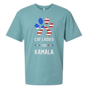 Cat Ladies For Kamala Funny Cat 2024 President Kamala Harris Sueded Cloud Jersey T-Shirt