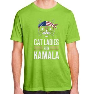 Cat Ladies For Kamala Funny Cat 2024 President Kamala Harris Adult ChromaSoft Performance T-Shirt