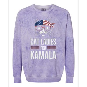 Cat Ladies For Kamala Funny Cat 2024 President Kamala Harris Colorblast Crewneck Sweatshirt