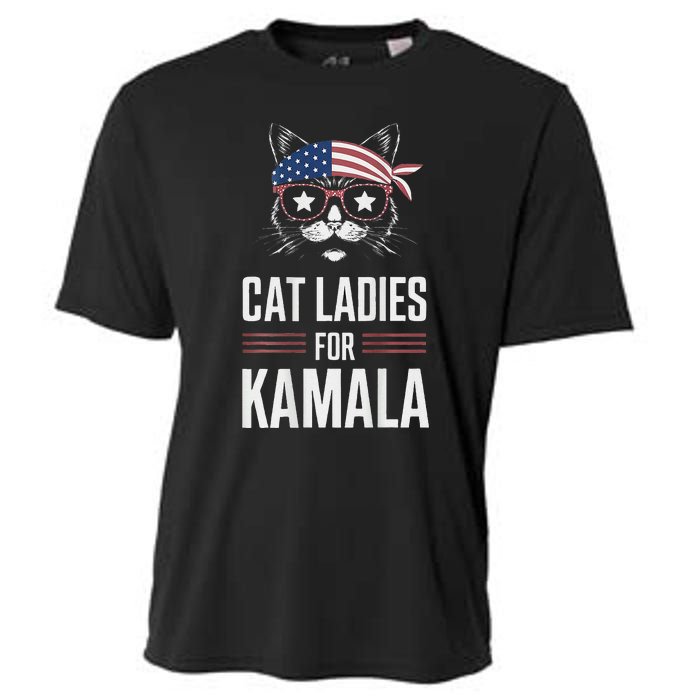 Cat Ladies For Kamala Funny Cat 2024 President Kamala Harris Cooling Performance Crew T-Shirt