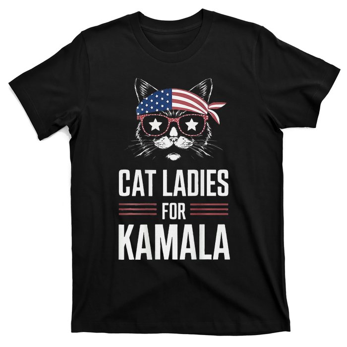 Cat Ladies For Kamala Funny Cat 2024 President Kamala Harris T-Shirt