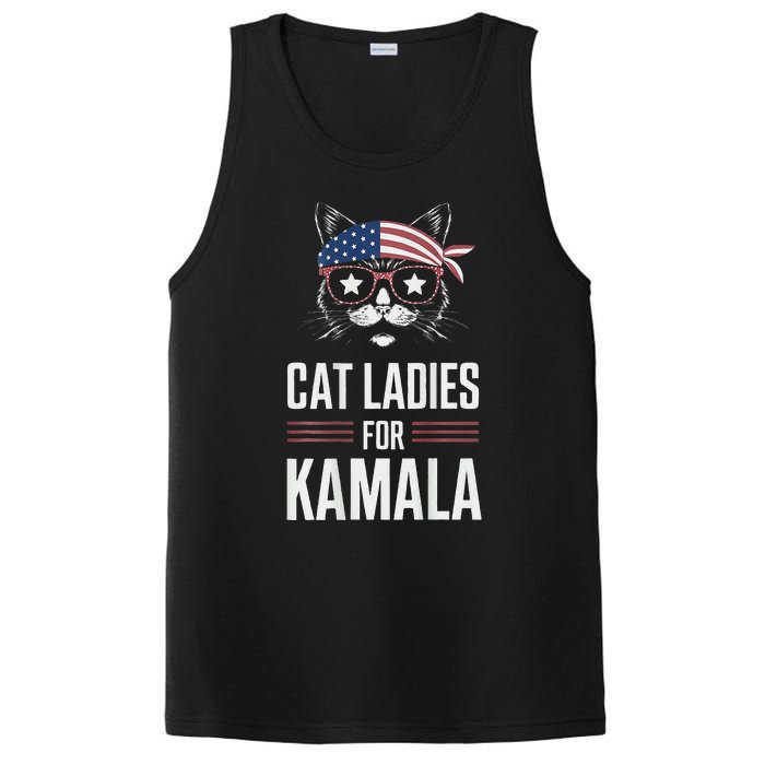 Cat Ladies For Kamala Funny Cat 2024 President Kamala Harris PosiCharge Competitor Tank