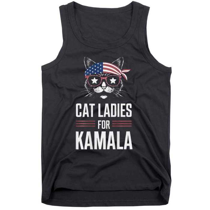 Cat Ladies For Kamala Funny Cat 2024 President Kamala Harris Tank Top