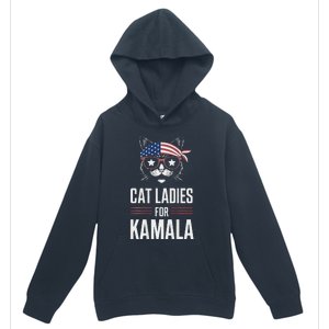 Cat Ladies For Kamala Funny Cat 2024 President Kamala Harris Urban Pullover Hoodie