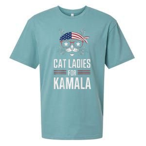 Cat Ladies For Kamala Funny Cat 2024 President Kamala Harris Sueded Cloud Jersey T-Shirt