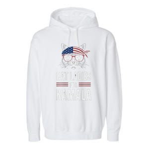 Cat Ladies For Kamala Funny Cat 2024 President Kamala Harris Garment-Dyed Fleece Hoodie