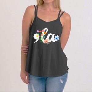 Comma La Floral Kamala Harris President 2024 Coma La Flowers Women's Strappy Tank