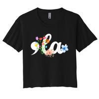 Comma La Floral Kamala Harris President 2024 Coma La Flowers Women's Crop Top Tee