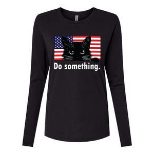 Cat Ladies Funny Kamala Harris 2024 Election Do Something Womens Cotton Relaxed Long Sleeve T-Shirt