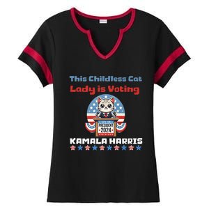 Cat Ladies For Kamala Funny Cat 2024 President Kamalaharris Ladies Halftime Notch Neck Tee