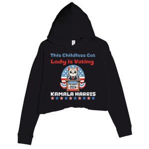 Cat Ladies For Kamala Funny Cat 2024 President Kamalaharris Crop Fleece Hoodie