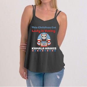 Cat Ladies For Kamala Funny Cat 2024 President Kamalaharris Women's Strappy Tank