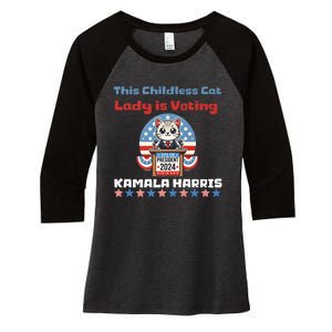 Cat Ladies For Kamala Funny Cat 2024 President Kamalaharris Women's Tri-Blend 3/4-Sleeve Raglan Shirt