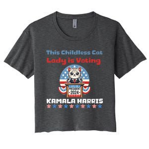 Cat Ladies For Kamala Funny Cat 2024 President Kamalaharris Women's Crop Top Tee