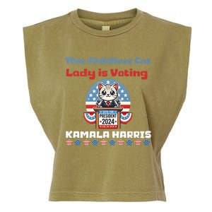 Cat Ladies For Kamala Funny Cat 2024 President Kamalaharris Garment-Dyed Women's Muscle Tee