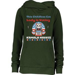 Cat Ladies For Kamala Funny Cat 2024 President Kamalaharris Womens Funnel Neck Pullover Hood