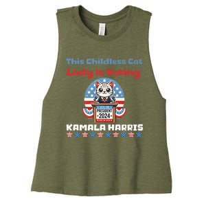 Cat Ladies For Kamala Funny Cat 2024 President Kamalaharris Women's Racerback Cropped Tank