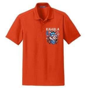 Cat Ladies For Kamala Funny Cat 2024 President Kamalaharris Dry Zone Grid Polo