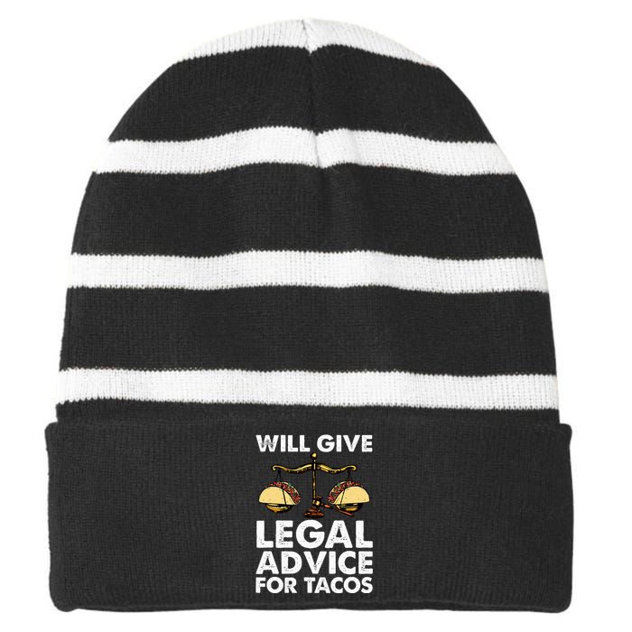 Cool Lawyer For Wo Tacos Legal Attorney Law Paralegal Striped Beanie with Solid Band