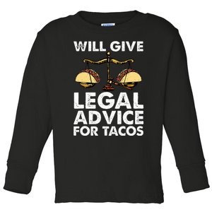 Cool Lawyer For Wo Tacos Legal Attorney Law Paralegal Toddler Long Sleeve Shirt