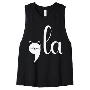 Comma La Funny Anti Republican Liberal Voters Democrat Women's Racerback Cropped Tank