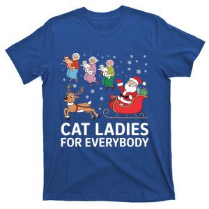 Cat Ladies For Everybody Funny Xmas Santa Claus Rides Sleigh Gift T-Shirt