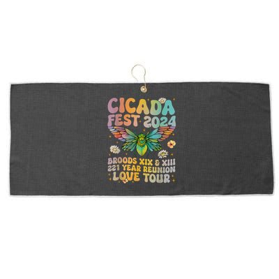 Cicada Lover Fest 2024 Broods Xix & Xiii 221 Years Reunion Large Microfiber Waffle Golf Towel