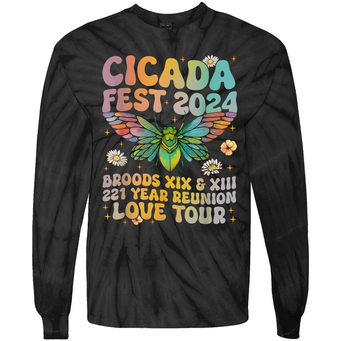 Cicada Lover Fest 2024 Broods Xix & Xiii 221 Years Reunion Tie-Dye Long Sleeve Shirt