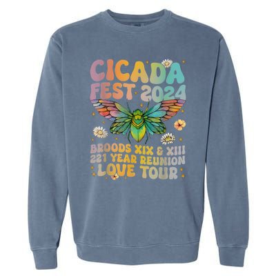 Cicada Lover Fest 2024 Broods Xix & Xiii 221 Years Reunion Garment-Dyed Sweatshirt