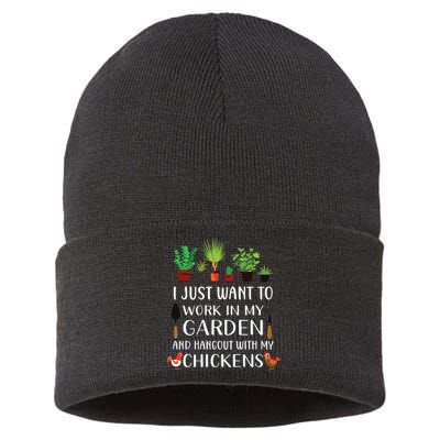 Chicken Lover Funny Gardening Shirts For Men Women Gardener Sustainable Knit Beanie
