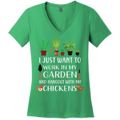 Chicken Lover Funny Gardening Shirts For Men Women Gardener Women's V-Neck T-Shirt