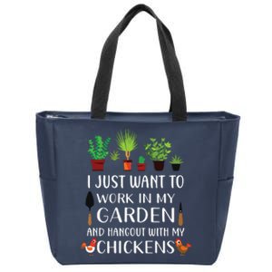 Chicken Lover Funny Gardening Shirts For Men Women Gardener Zip Tote Bag