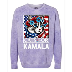 Cat Ladies For Kamala Funny Cat 2024 President Kamalaharris Colorblast Crewneck Sweatshirt