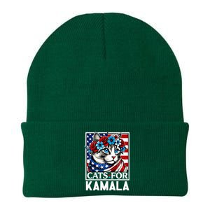 Cat Ladies For Kamala Funny Cat 2024 President Kamalaharris Knit Cap Winter Beanie