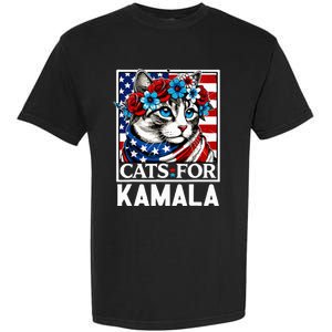 Cat Ladies For Kamala Funny Cat 2024 President Kamalaharris Garment-Dyed Heavyweight T-Shirt