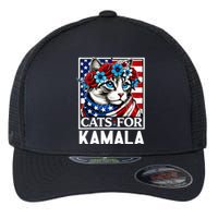 Cat Ladies For Kamala Funny Cat 2024 President Kamalaharris Flexfit Unipanel Trucker Cap