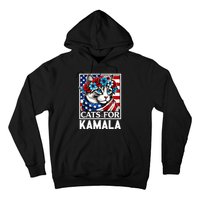 Cat Ladies For Kamala Funny Cat 2024 President Kamalaharris Hoodie