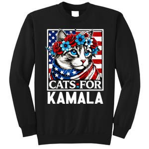 Cat Ladies For Kamala Funny Cat 2024 President Kamalaharris Sweatshirt