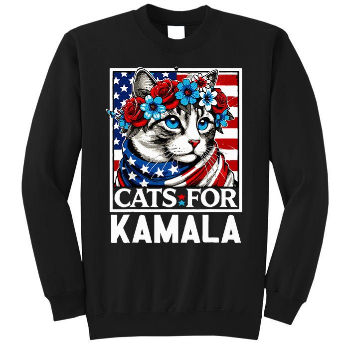 Cat Ladies For Kamala Funny Cat 2024 President Kamalaharris Sweatshirt