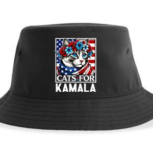 Cat Ladies For Kamala Funny Cat 2024 President Kamalaharris Sustainable Bucket Hat