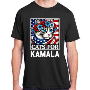 Cat Ladies For Kamala Funny Cat 2024 President Kamalaharris Adult ChromaSoft Performance T-Shirt