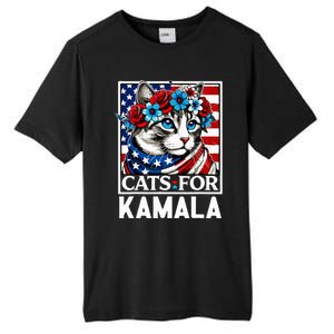 Cat Ladies For Kamala Funny Cat 2024 President Kamalaharris Tall Fusion ChromaSoft Performance T-Shirt